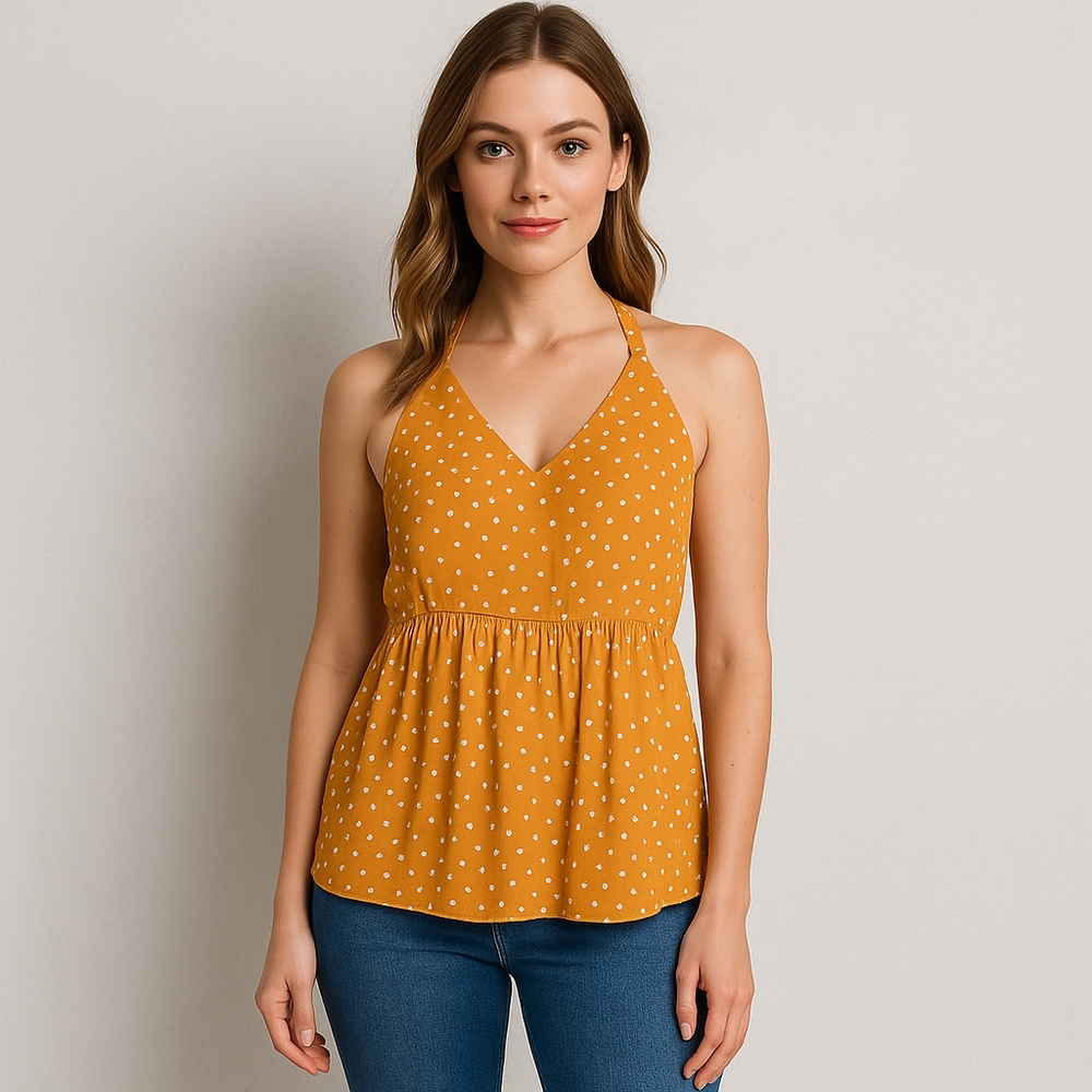 Torrid Golden/yellow with white polka dots sleeveless tank top size 0